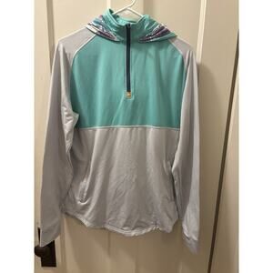 Swannies Golf Logan Hoodie Mens M Cactus Quarter Zip Pullover Floral Hood